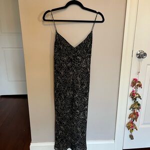 Ann Taylor Black and Cream Floral Midi Dress